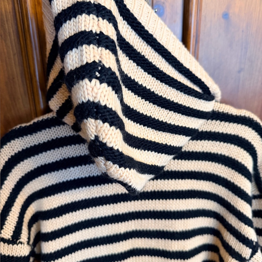 For Love and Lemons Elyse Oversized Sweater in Black & Beige Stripe Size XS - Picture 4 of 9
